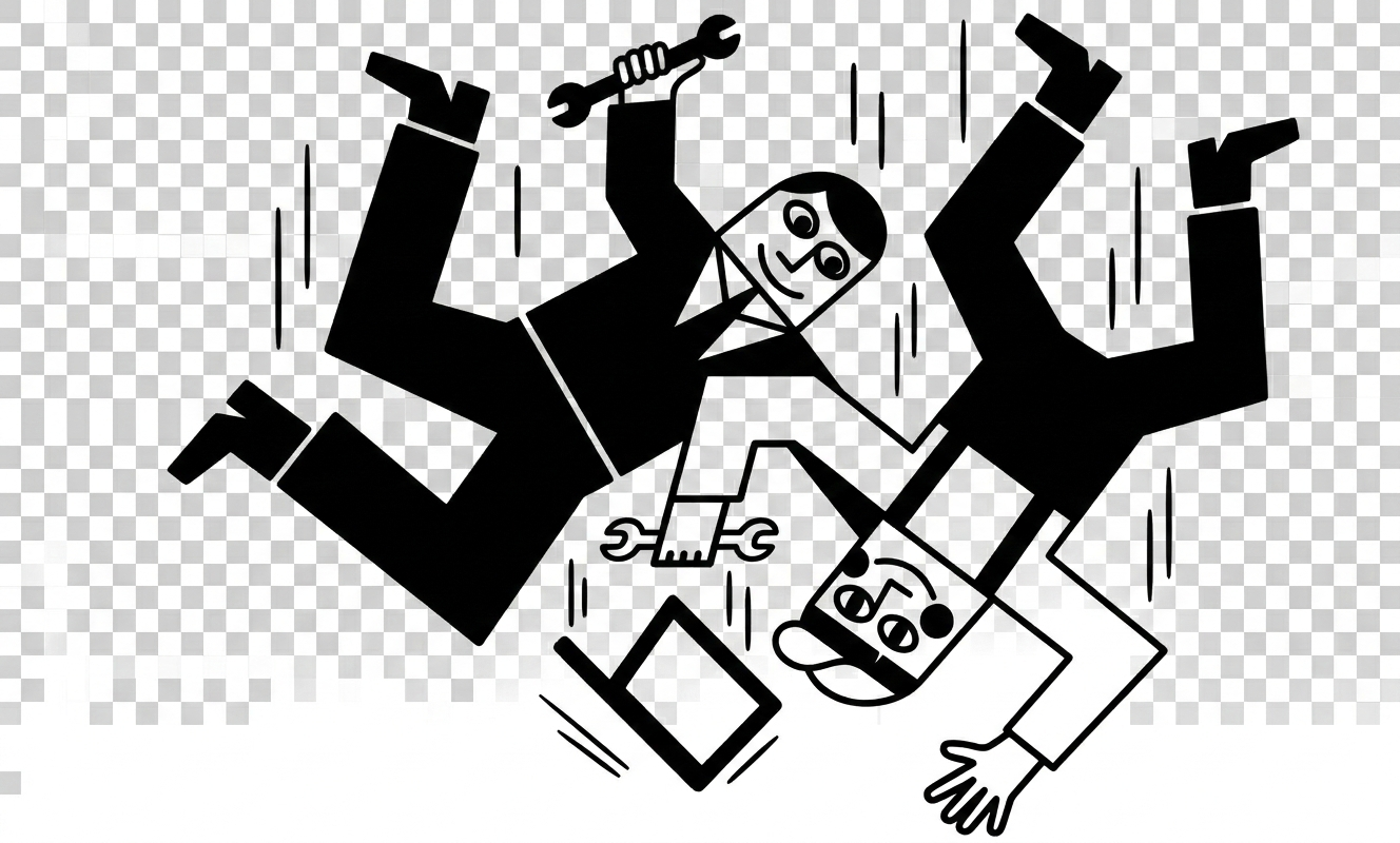 Iemand valt in een fiberput